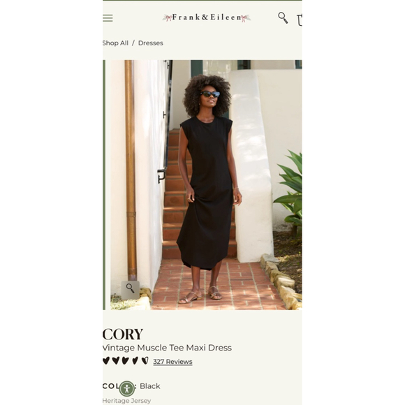 New Frank & Eileen Black Cory Vintage Muscle Tee Maxi Dress L